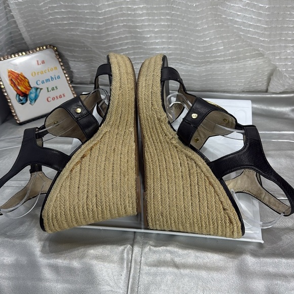 (W4) MICHAEL Michael Kors Black Wedge Sandals Espadrille 'Aubrey Charm, siz/8.5 - Picture 7 of 12